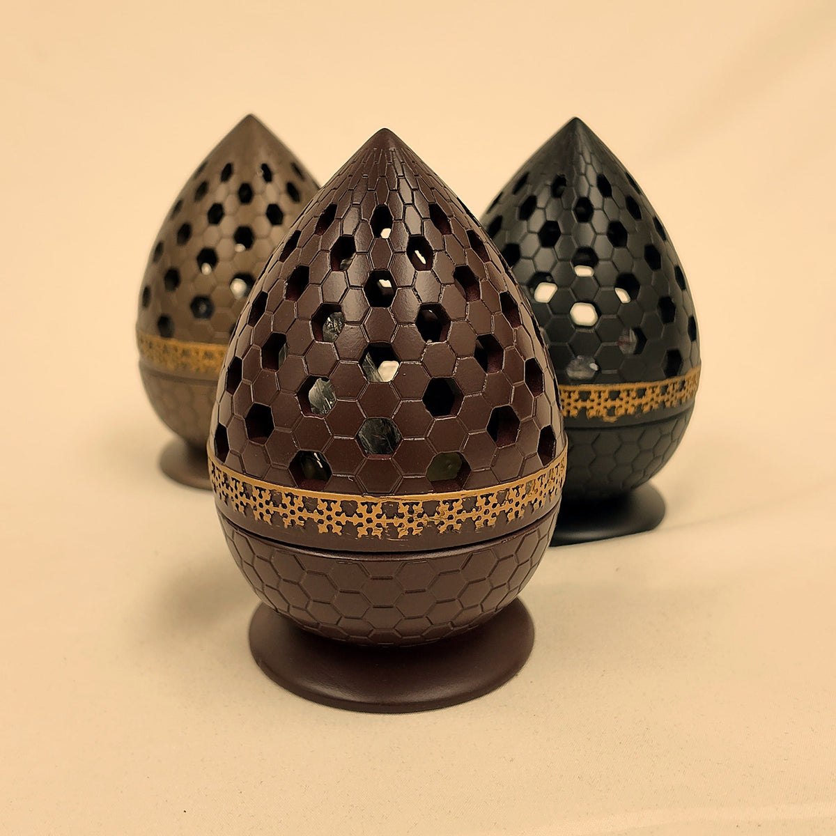 Honeycomb Style Burner set in all three colors, Brown in front [Brown]