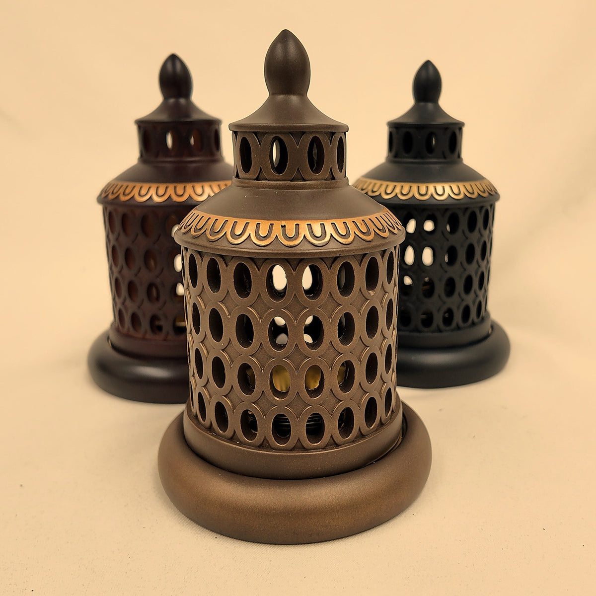 Lantern Style Burner set in all three colors, Champagne in front [Champagne]